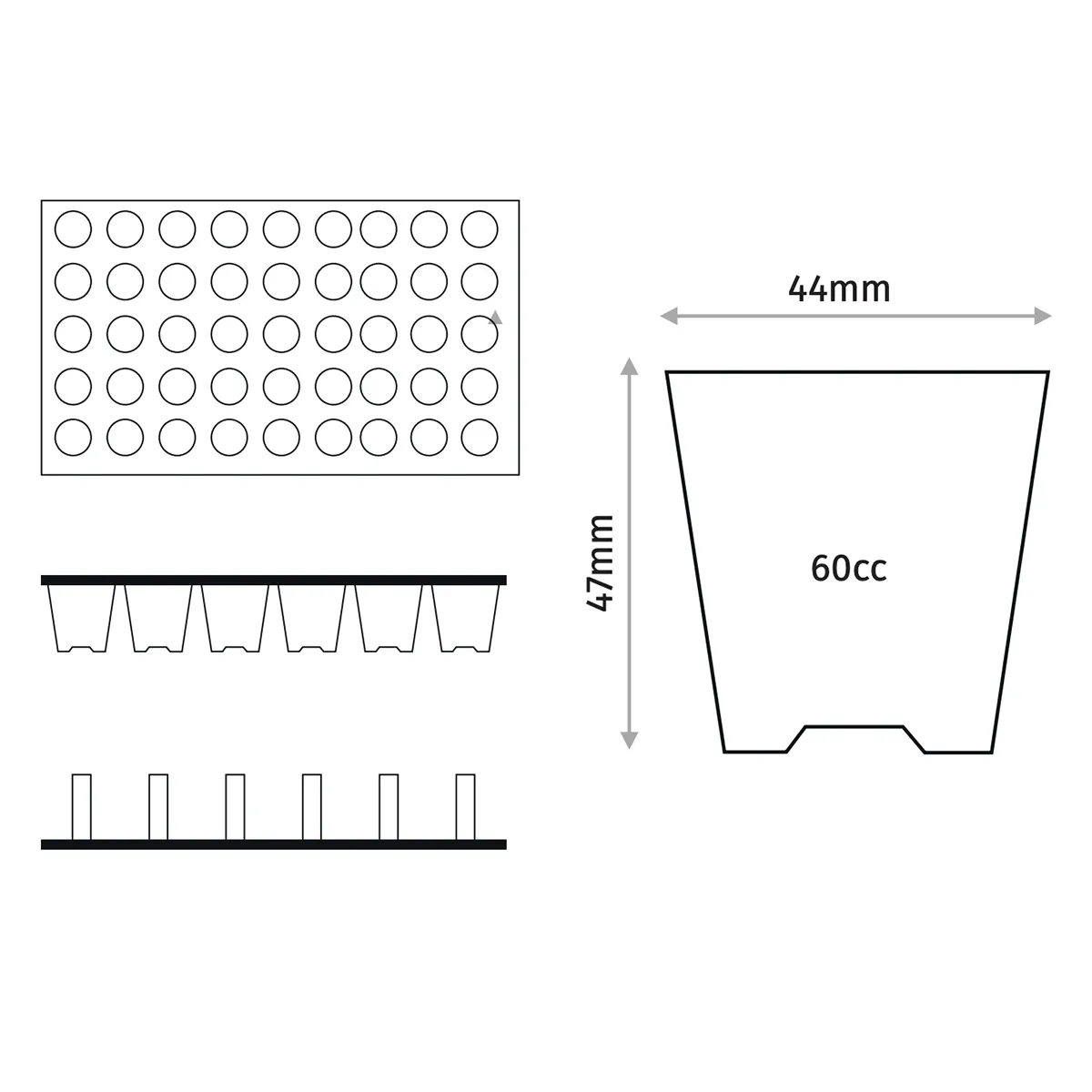 Касети для розсади 45 комірок, 50 шт, Ozka Vakum - Image 2